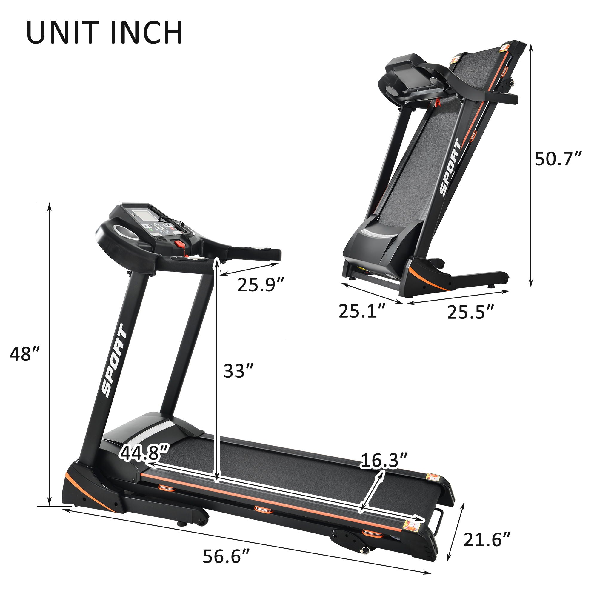 Folding Electric 3.5Hp Treadmill With Incline Medium Running Machine Motorised LCD Gym 330Lbs Folding Treadmill Electric Motorized Power 14.8Km / H Running Fitness Machine Gym - Black