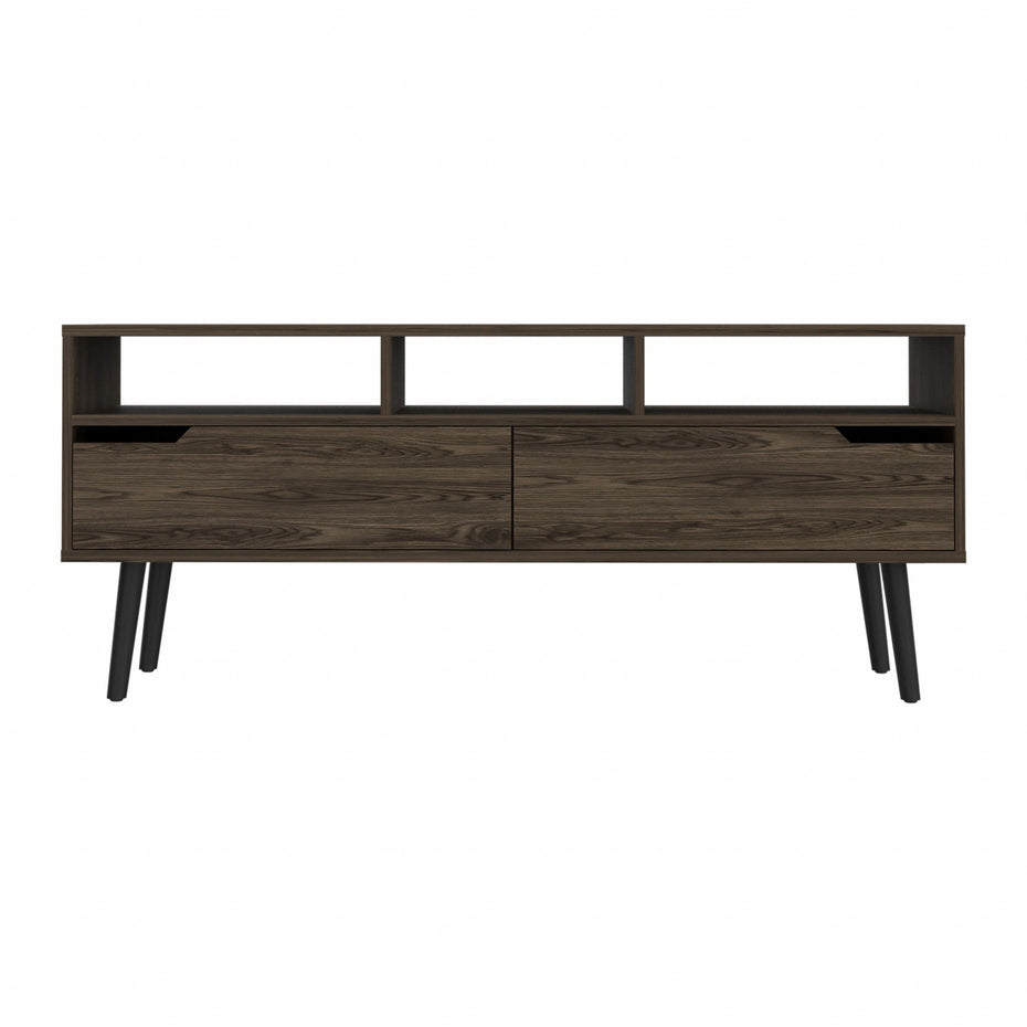 Manufactured Wood Open Shelving TV Stand - Dark Walnut