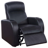 Cyrus - Upholstered Track Arm Recliner - Black by CoasterEssence | Bel Furniture