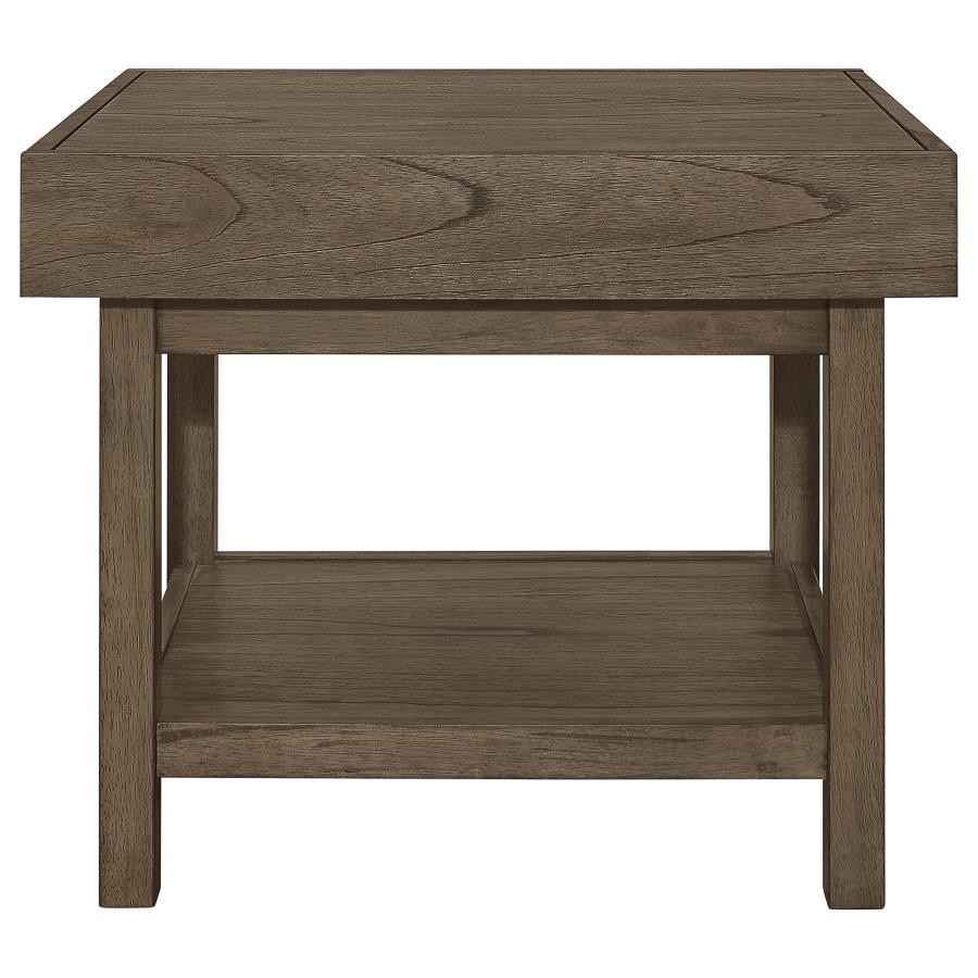 Owen - Rectangle End Table With Shelf - Brown