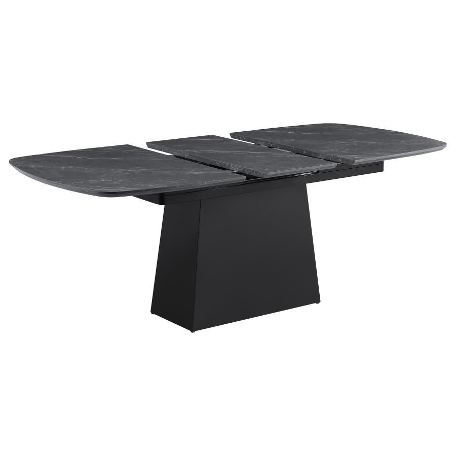 Potero - Faux Marble Extension Leaf Dining Table - Black by Coaster Fine Furniture | Bel Furniture