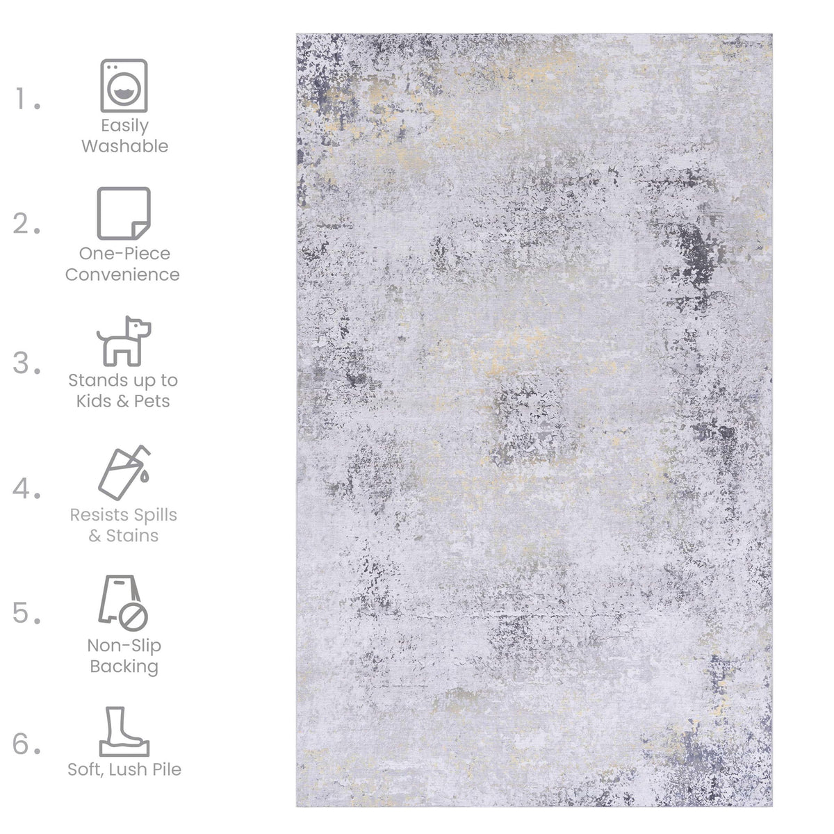 Maval - 8' X 10' Area Rug Washable - Gray