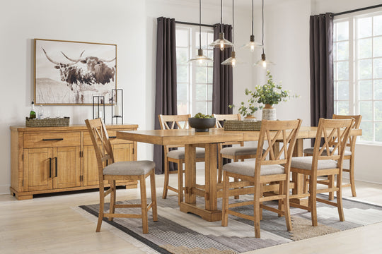 Havonplane - Counter Dining Set Light Brown 7 Pc. Table, 6 Barstools by Signature Design by Ashley® | Bel Furniture