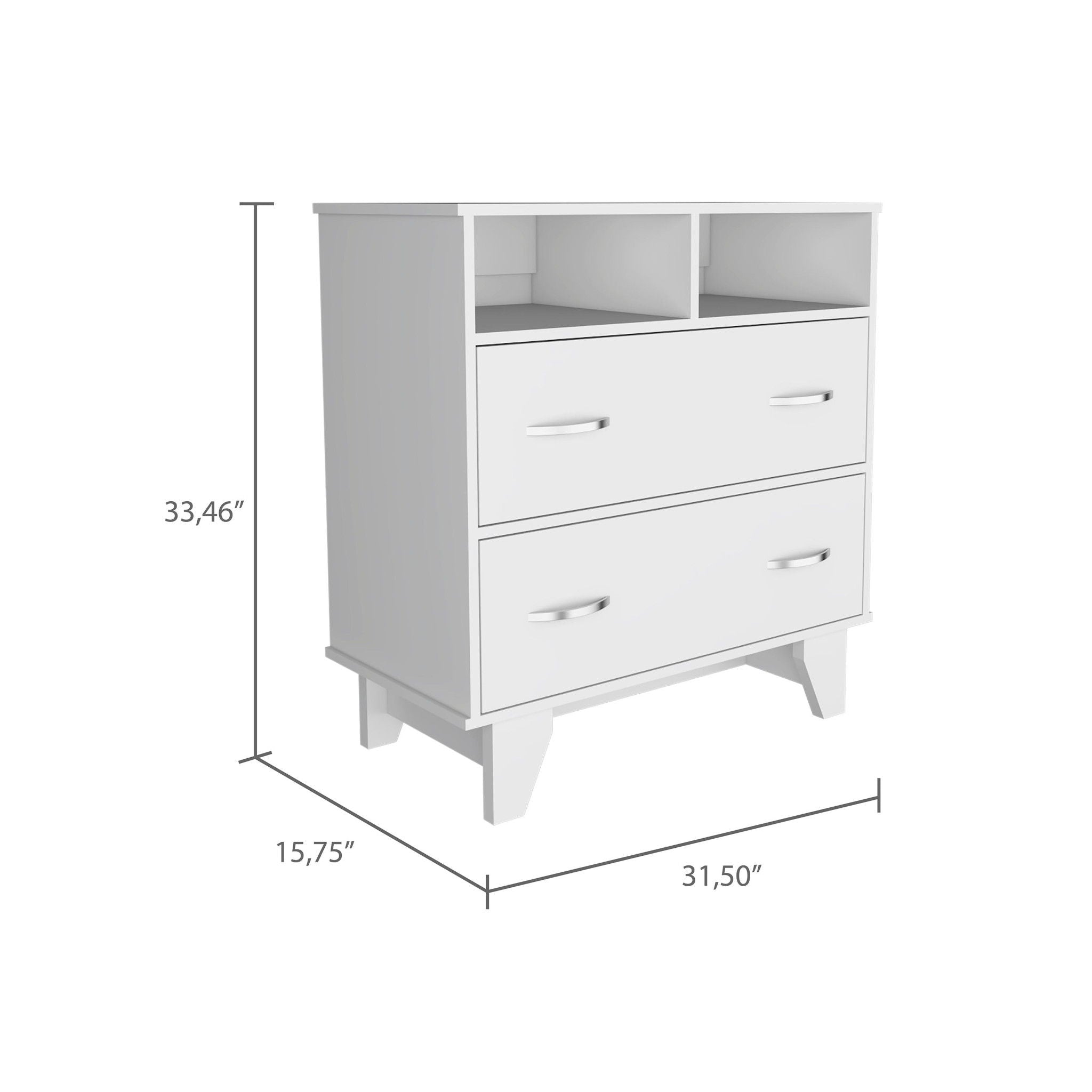 Two Drawer Dresser Wooden - White