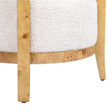 Madrid - Burl Barrel Accent Arm Chair - Seashell White by Jennifer Taylor Home | Bel Furniture
