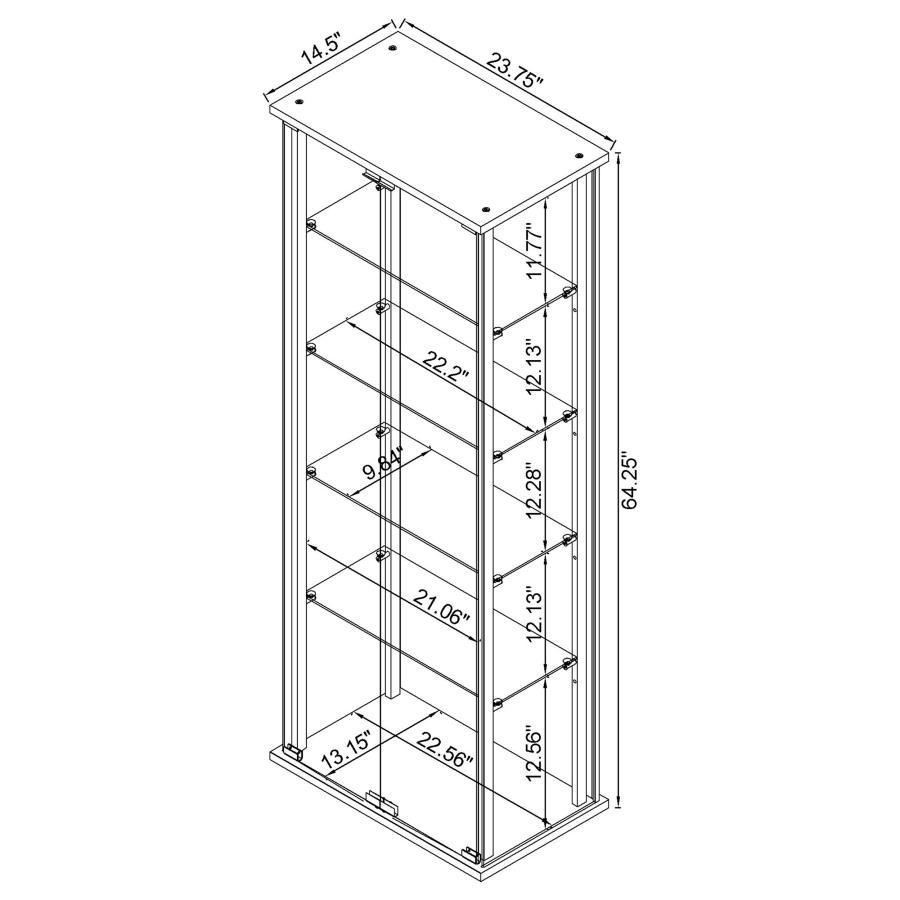 Delphinium - 5-Shelf Clear Glass Curio Display Cabinet - Black