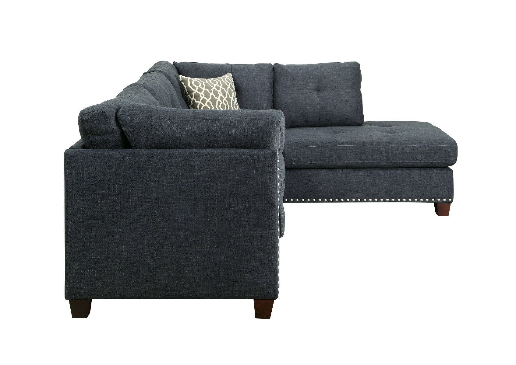 Linen L Shaped Two Piece Sofa And Chaise - Blue