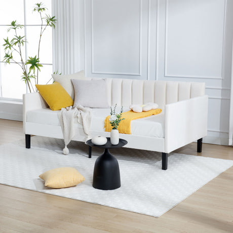 Elena - Boucle Upholstered Daybed, Ribbed Tufted Backrest - view 19