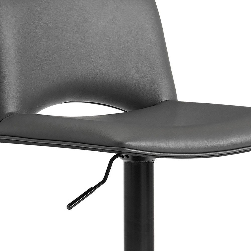 42" Faux Leather Swivel Low Back Adjustable Height Bar Chair - Gray / Black