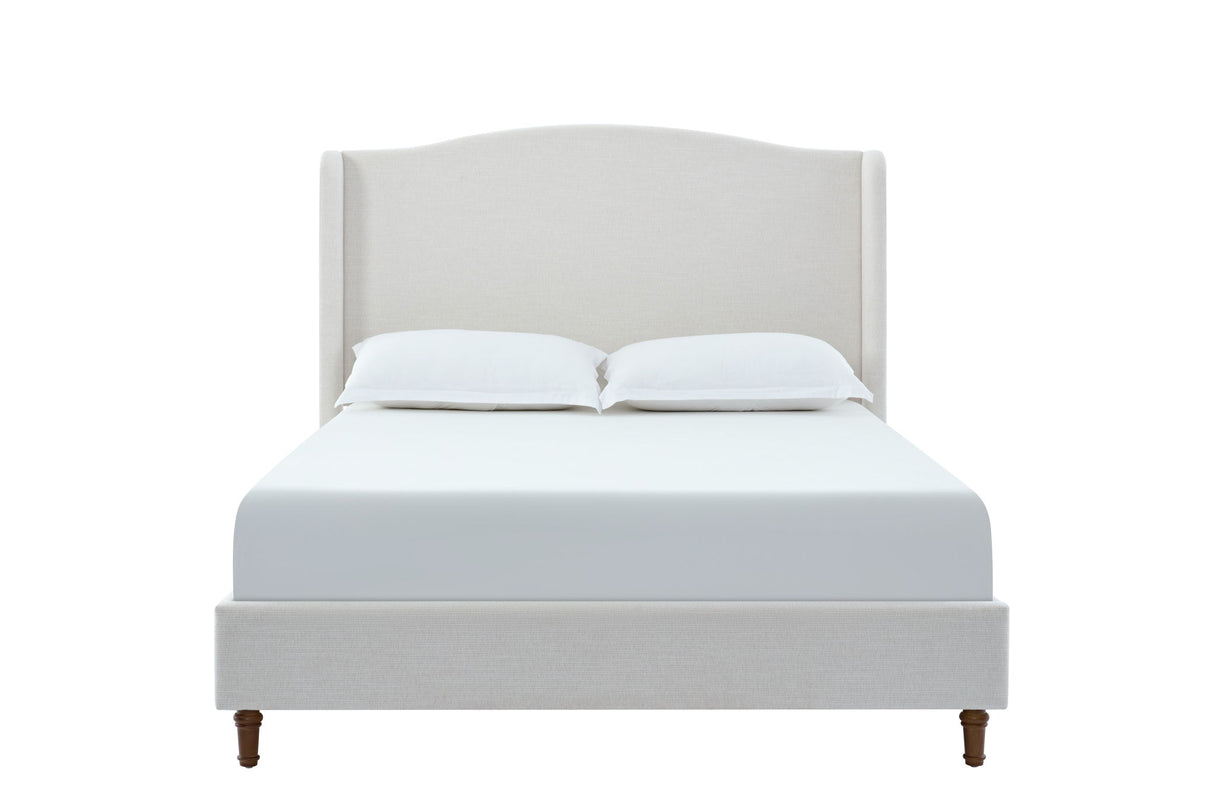 Hannah - Upholstered Wingback Bed Size / Tall Headboard Upholstered King Bed / Premium Textured Look / Minimalist Designs / No Box Spring Needed