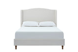 Hannah - Upholstered Wingback Bed Size / Tall Headboard Upholstered King Bed / Premium Textured Look / Minimalist Designs / No Box Spring Needed