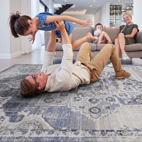Payas - 6' X 9' Medallion Area Rug - Cream / Blue - view 6