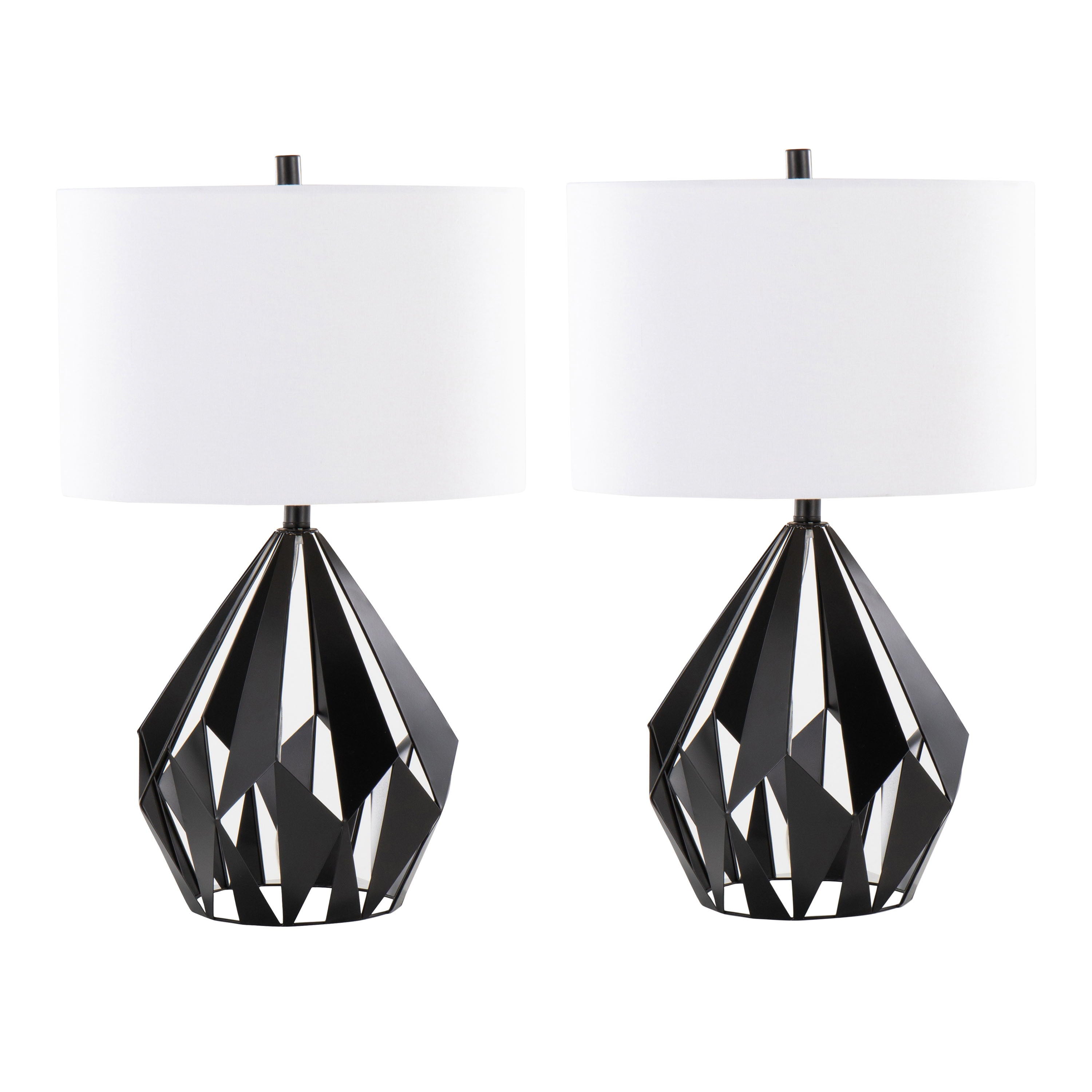 Geo - Me Tri Contemporary Table Lamp (Set of 2) - Matte Black / White