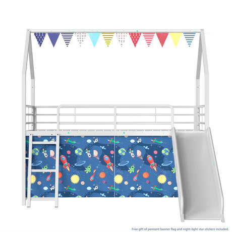Jack - House Loft Bed With Slide And Curtain Set - view 53