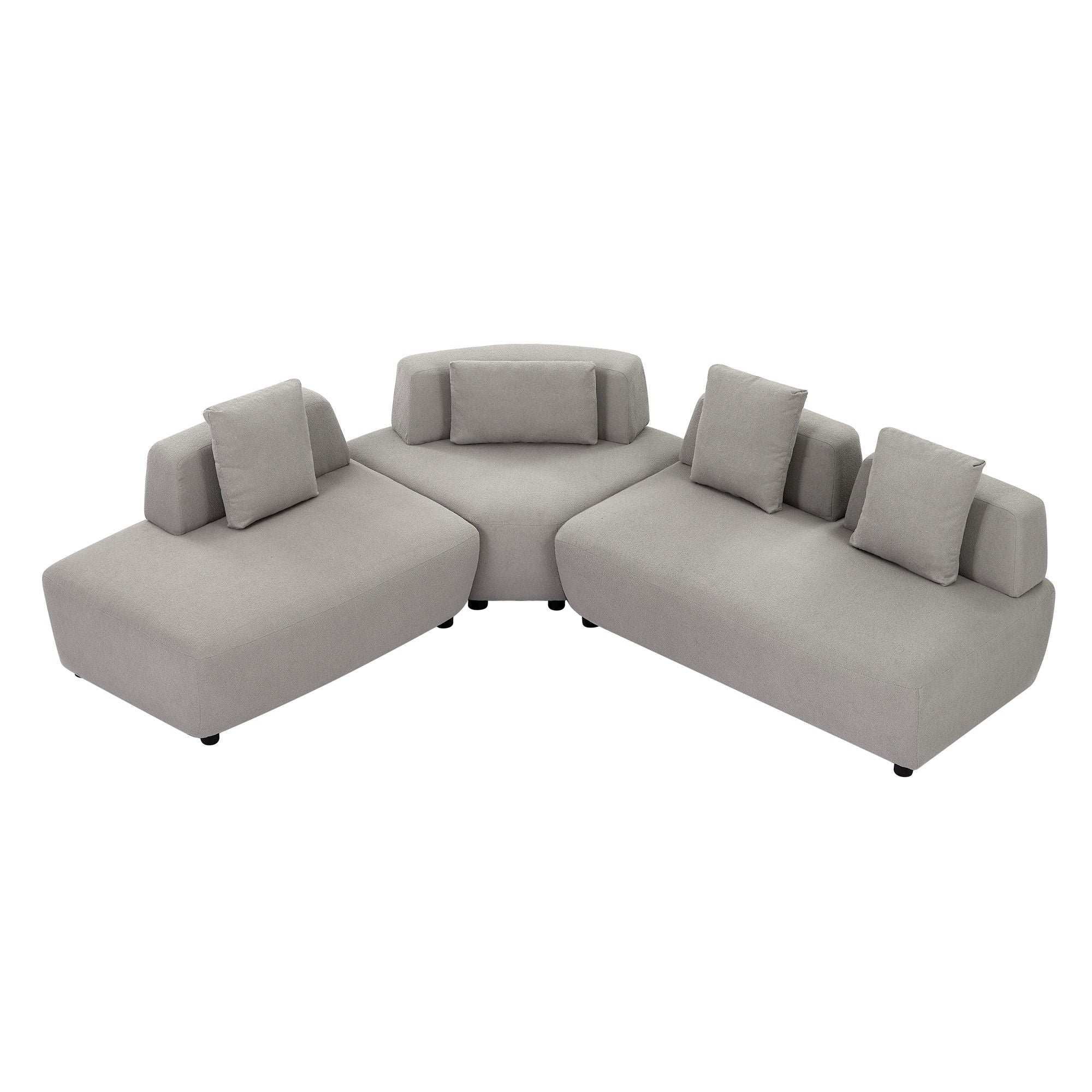 Contemporary 3 Piece Sectional Sofa Free Convertible Sofa With Four Removable Pillows For Living Room