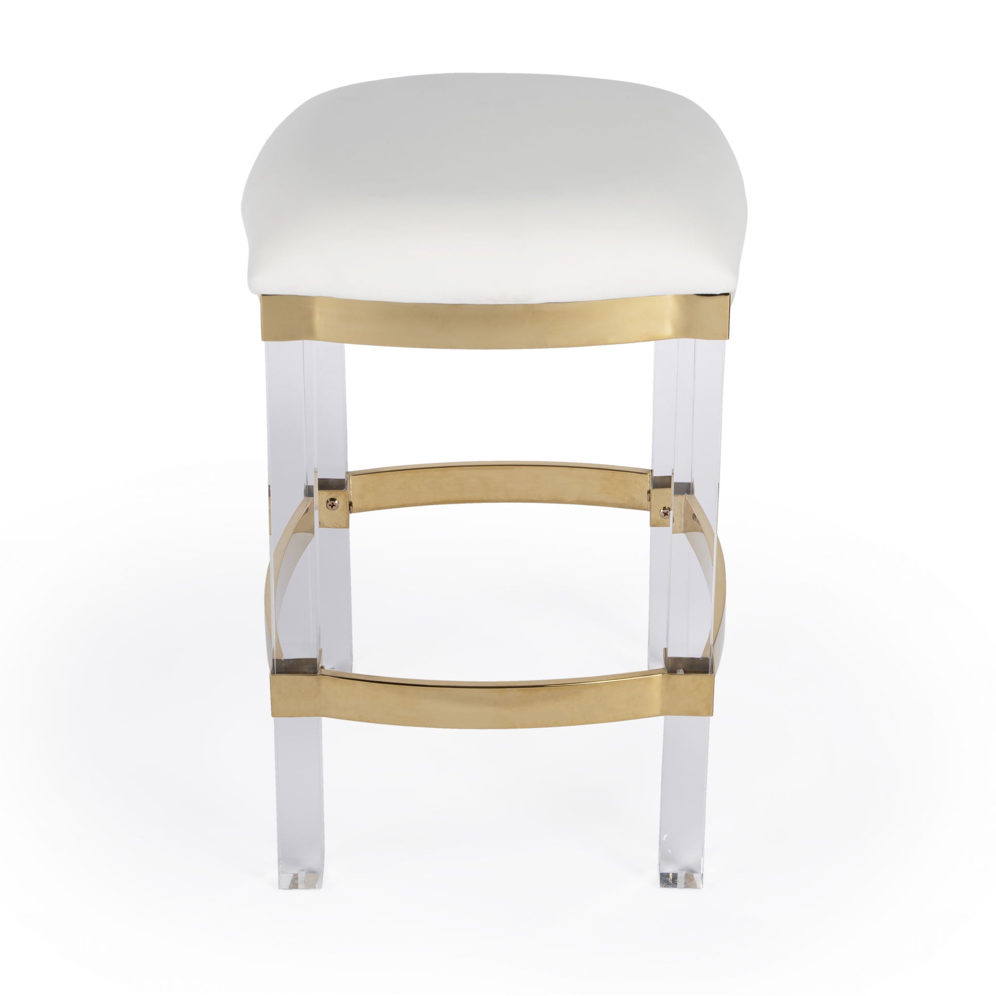 Acrylic Backless Counter Height Bar Chair - White / Clear