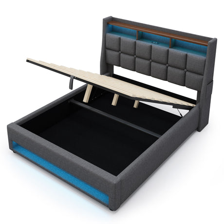 Upholstered Platform Bed With A Hydraulic Storage System, LED And USB Charging (Without Mattress) - view 38