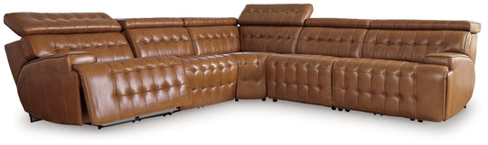 Temmpton - Power Reclining Sectional Dark Brown 5-Piece Power Reclining Sectional by Signature Design by Ashley® | Bel Furniture