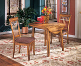 Berringer - Drop Leaf Table Set Dark Brown 3 Pc. - Drop Leaf Table, 2 Upholstered Side Chairs by Ashley® | Bel Furniture