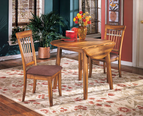 Berringer - Drop Leaf Table Set Dark Brown 3 Pc. - Drop Leaf Table, 2 Upholstered Side Chairs by Ashley® | Bel Furniture