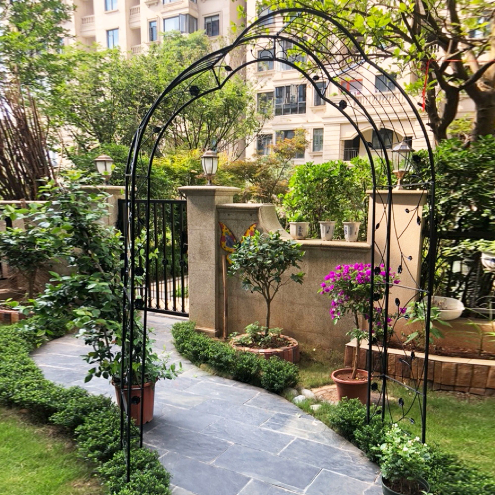 Metal Garden Arch Assemble Freely With 8 Styles Garden Arbor Trellis Climbing Plants Support Rose Arch