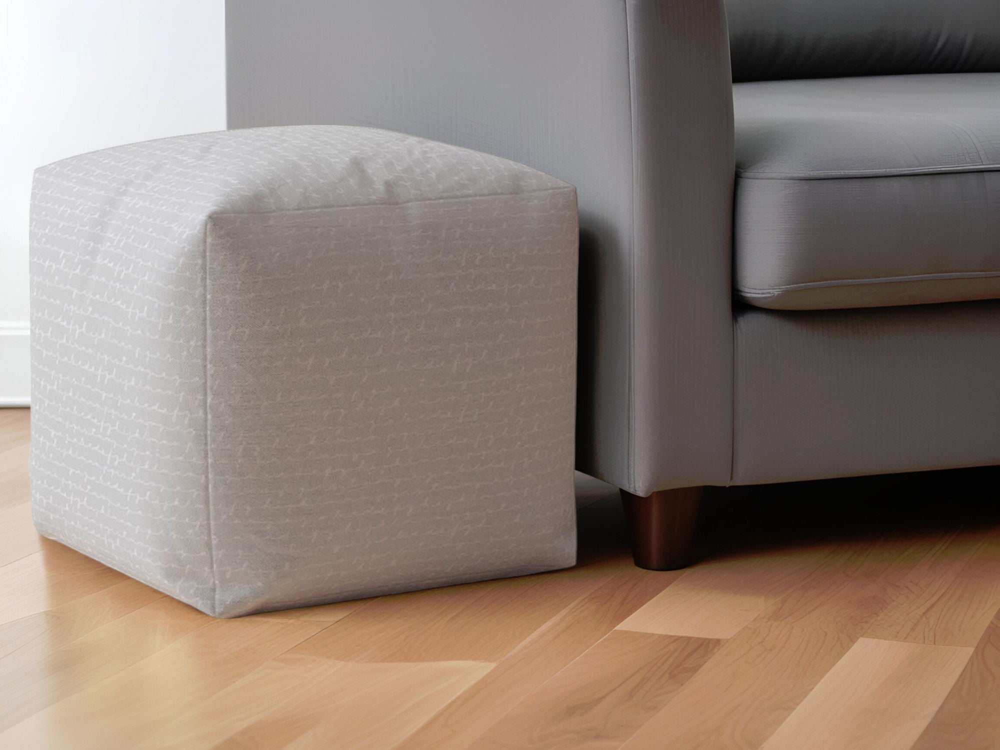 Cotton Pouf Ottoman - Gray