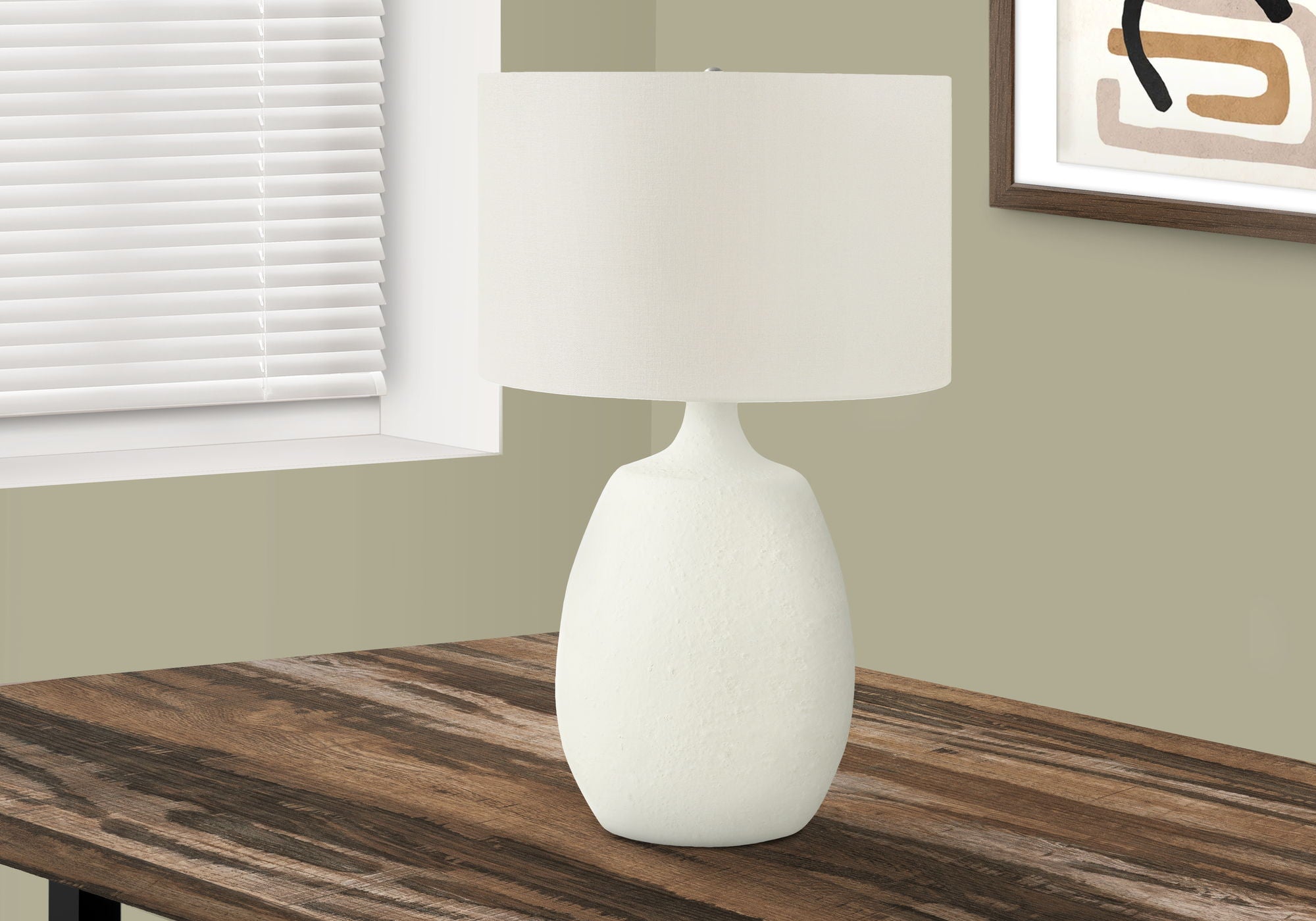 Lighting, Table Lamp, Resin, Contemporary - Cream