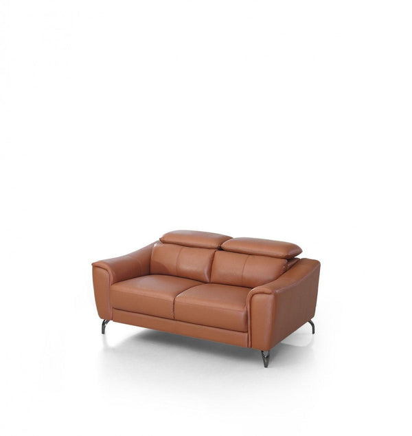 Urban Leather Adjustable Headrest Loveseat - Brown