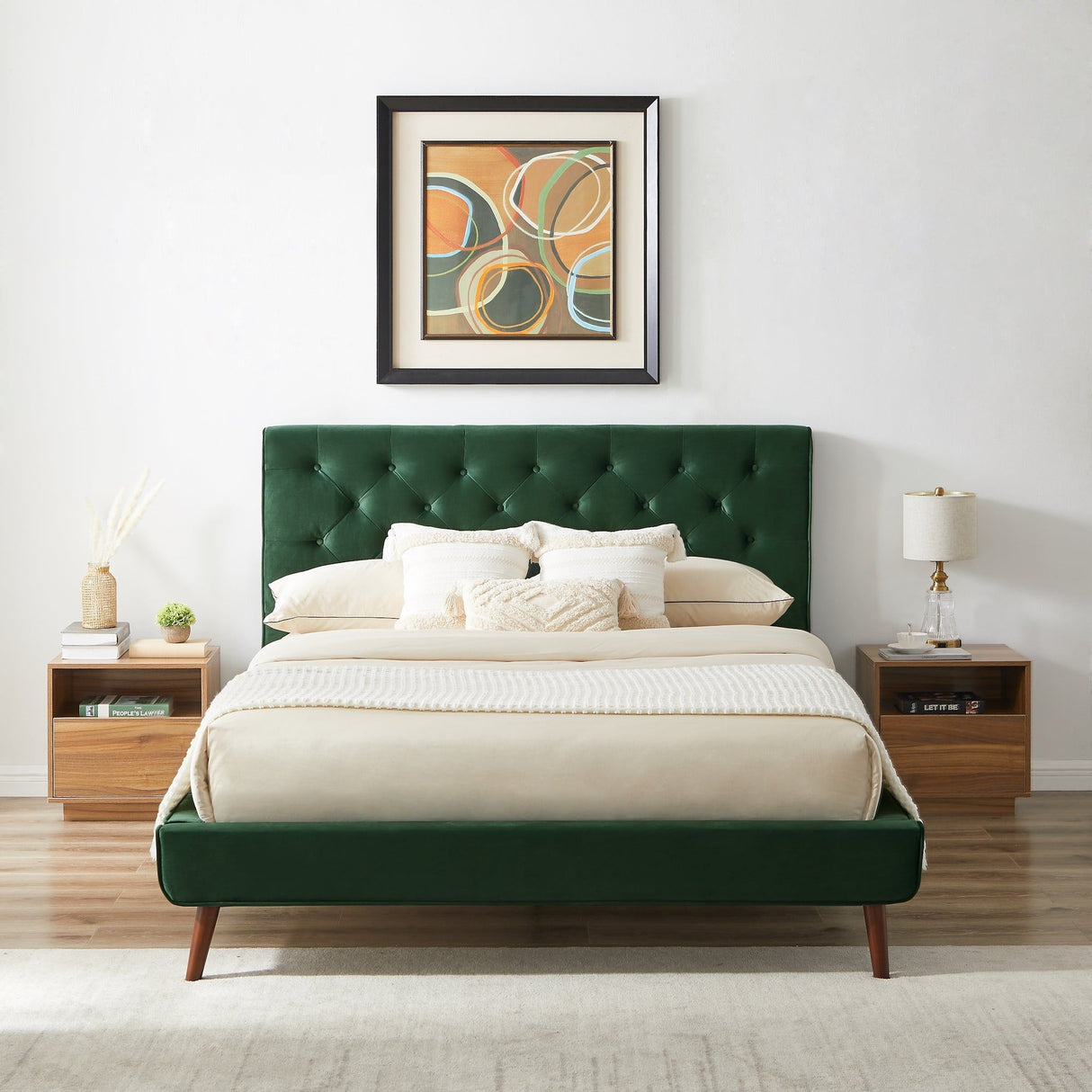 Dillon - Mid-Century Modern Velvet Platform Bed