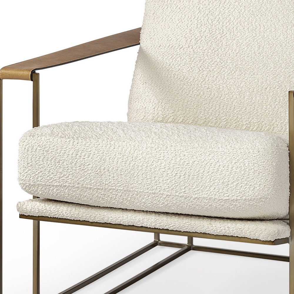 Wood Linen Arm Chair - Cream / Brown