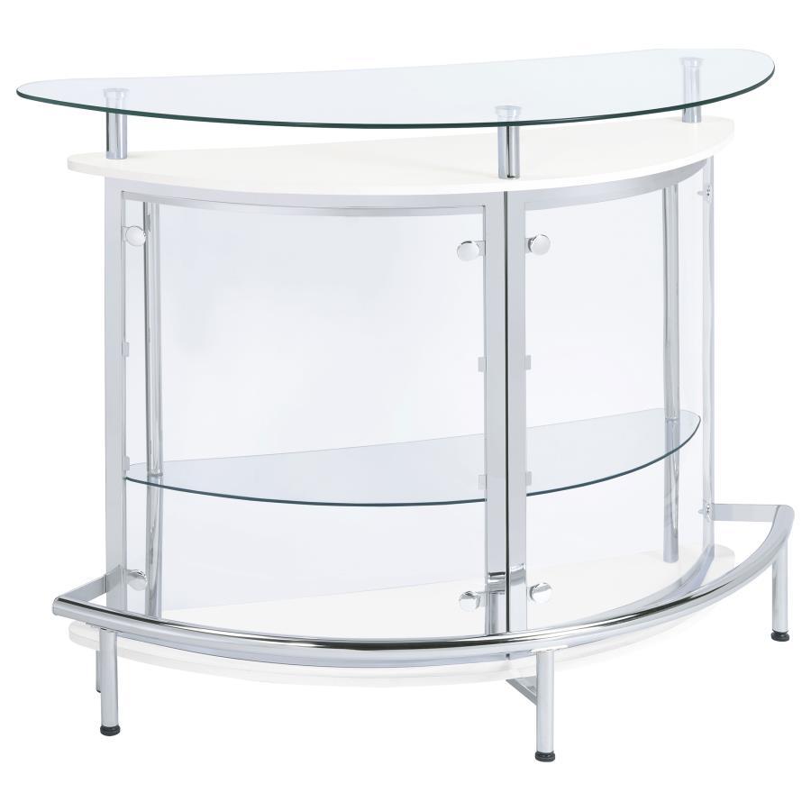 Amarillo - Freestanding Glass Top Home Bar Wine Cabinet White by CoasterEssence | Bel Furniture