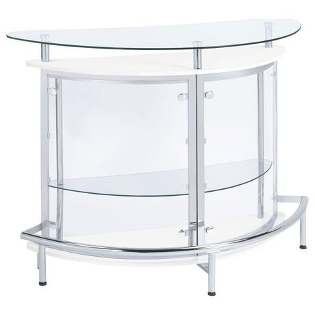 Amarillo - Freestanding Glass Top Home Bar Wine Cabinet White by CoasterEssence | Bel Furniture