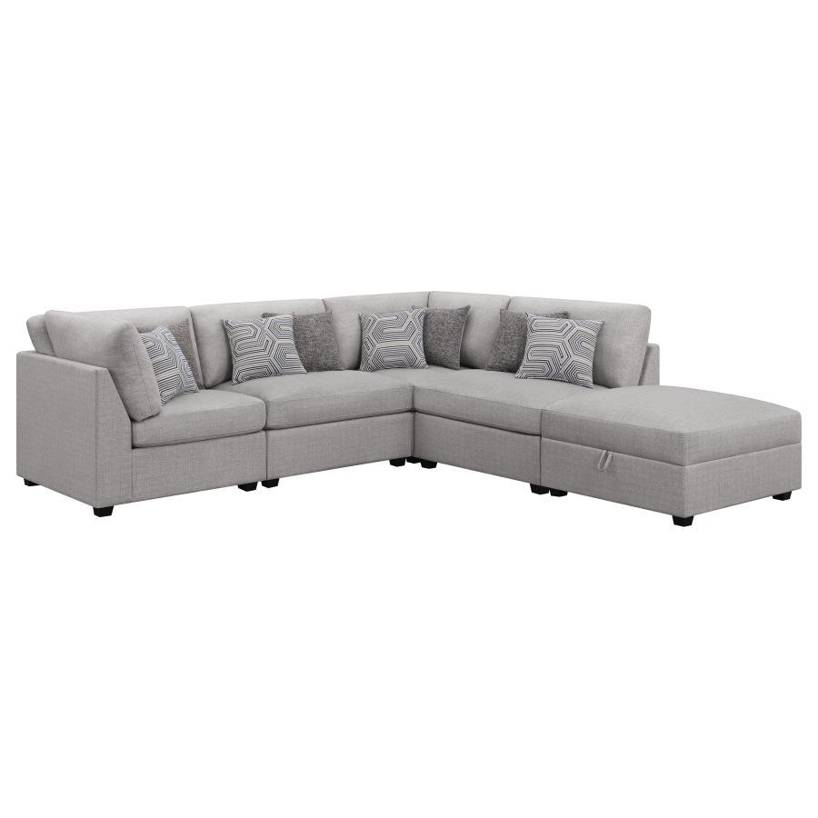 Cambria - Upholstered Modular Sectional Sofa Gray 5 Pc. Sectional, Ottoman by CoasterElevations | Bel Furniture