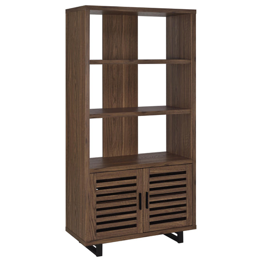 Maddox - 3-Shelf Cabinet Bookcase - Walnut by CoasterEveryday | Bel Furniture
