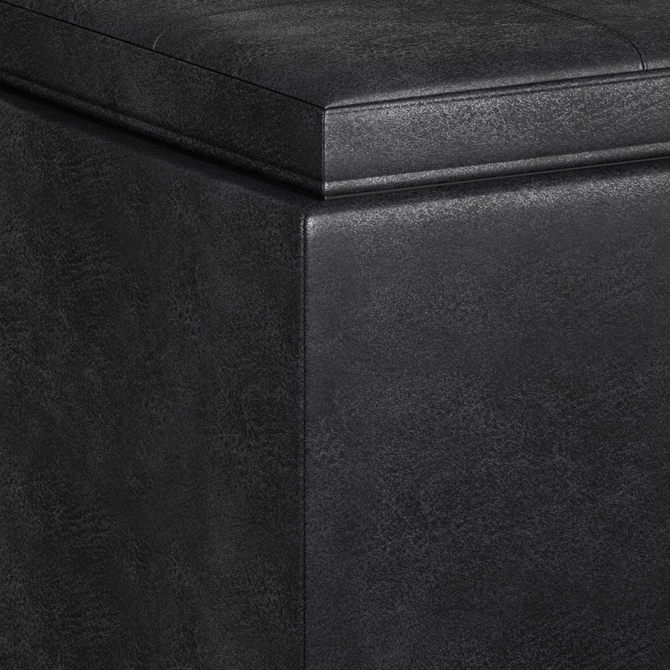 Avalon - 5 Piece Storage Ottoman - Distressed Black by Simpli-Home | Bel Furniture