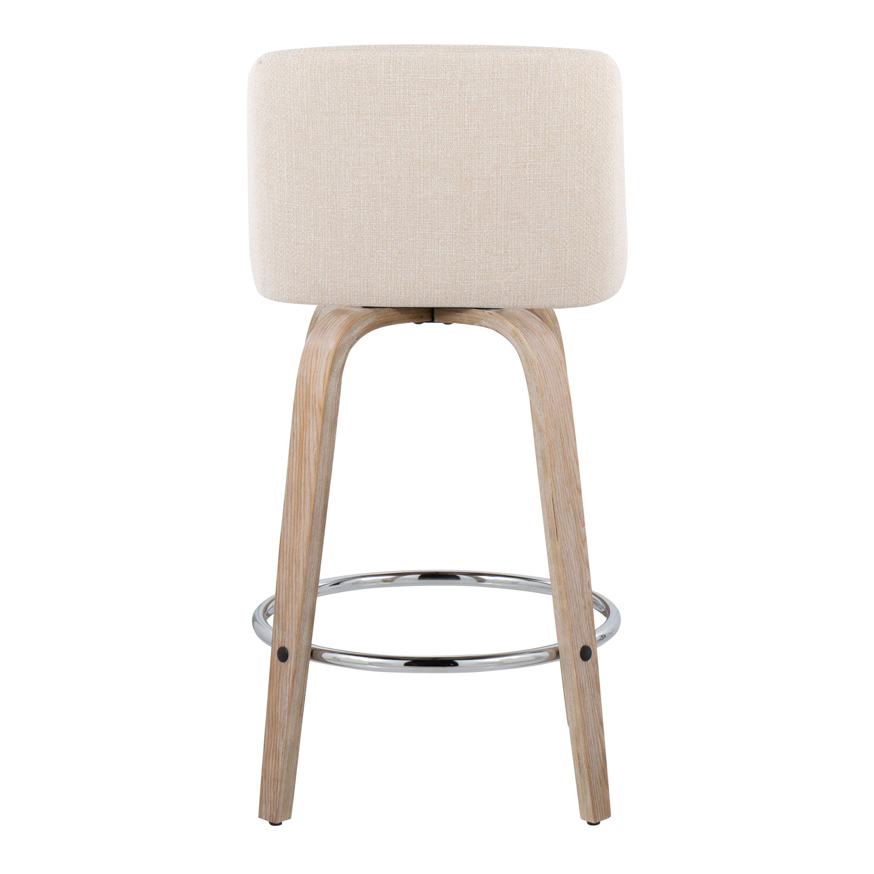 Toriano - Contemporary Fixed Height Counter Stool With Swivel & Round Footrest Modern Design (Set of 2)