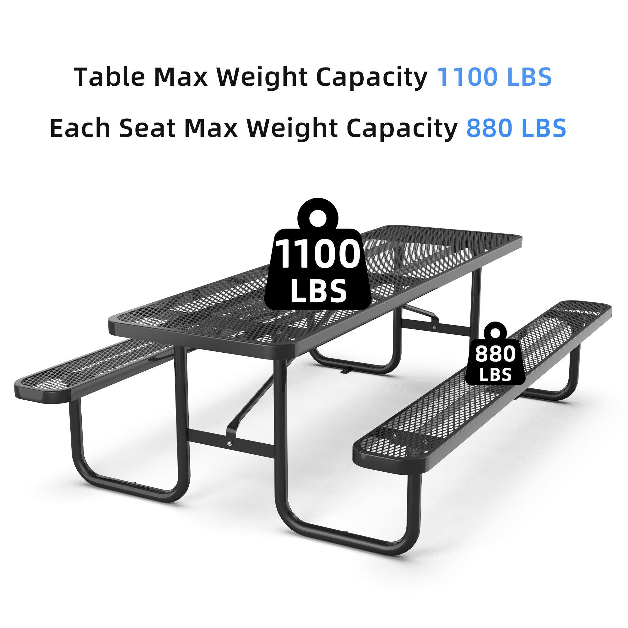 Expanded Metal Rectangular Picnic Table