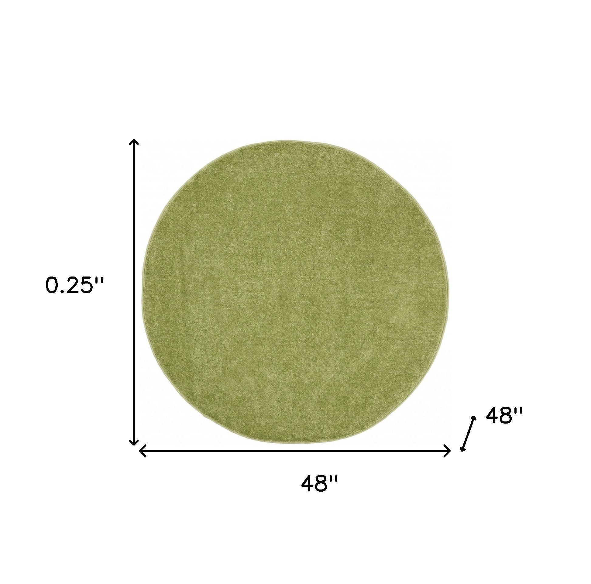 4' X 4' Round Non Skid Indoor / Outdoor Area Rug - Green