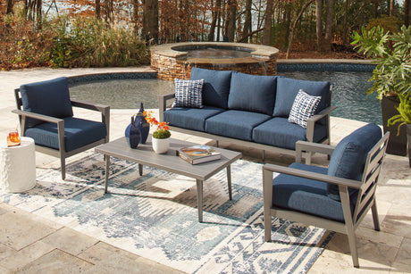 Gali - Gray / Blue - Sofa / Chairs / Table Set (Set of 4) by Signature Design by Ashley® | Bel Furniture