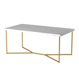 Modern Glam Metal And Faux Marble Coffee Table by Walker Edison | Bel Furniture