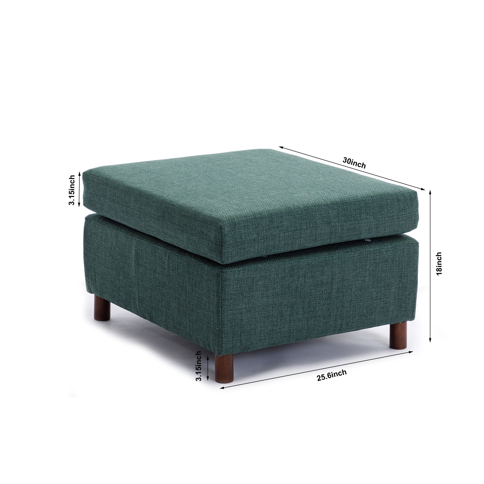 Single Seat Module Sofa Sectional Couch With Armrest With 1 Ottoman, Cushion Covers Non-Removable And Non-Washable