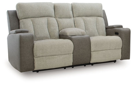 WhipLash - Sisal - Power Reclining Loveseat With Console / Adj Headrest by Signature Design by Ashley® | Bel Furniture