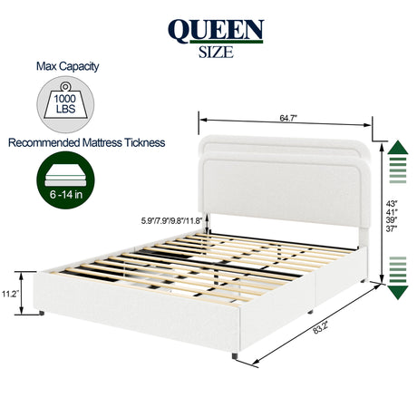Liv - Patented With Drawers Upholstered Storage Platform Bed - view 24