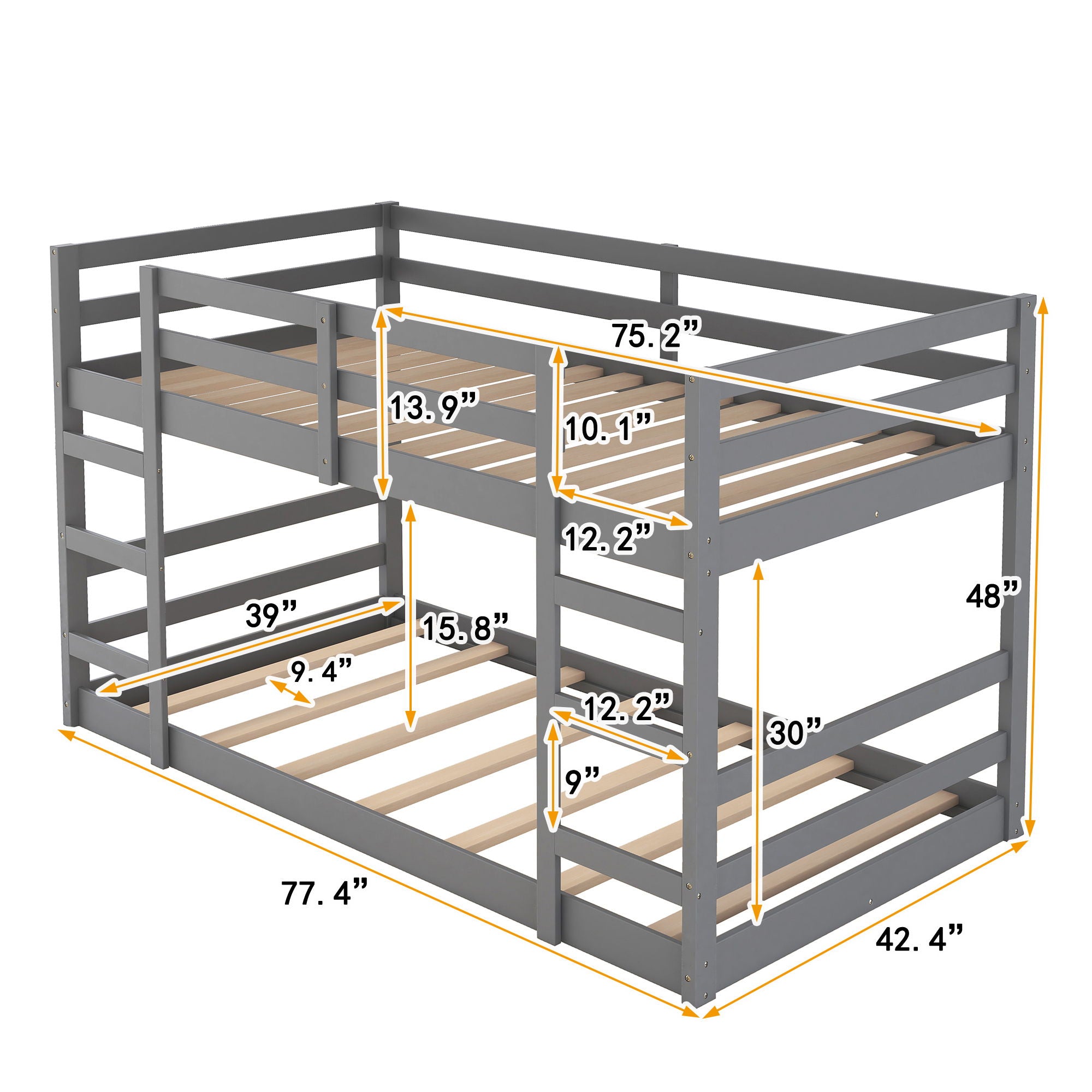 Twin Over Twin Bunk Bed With Ladder