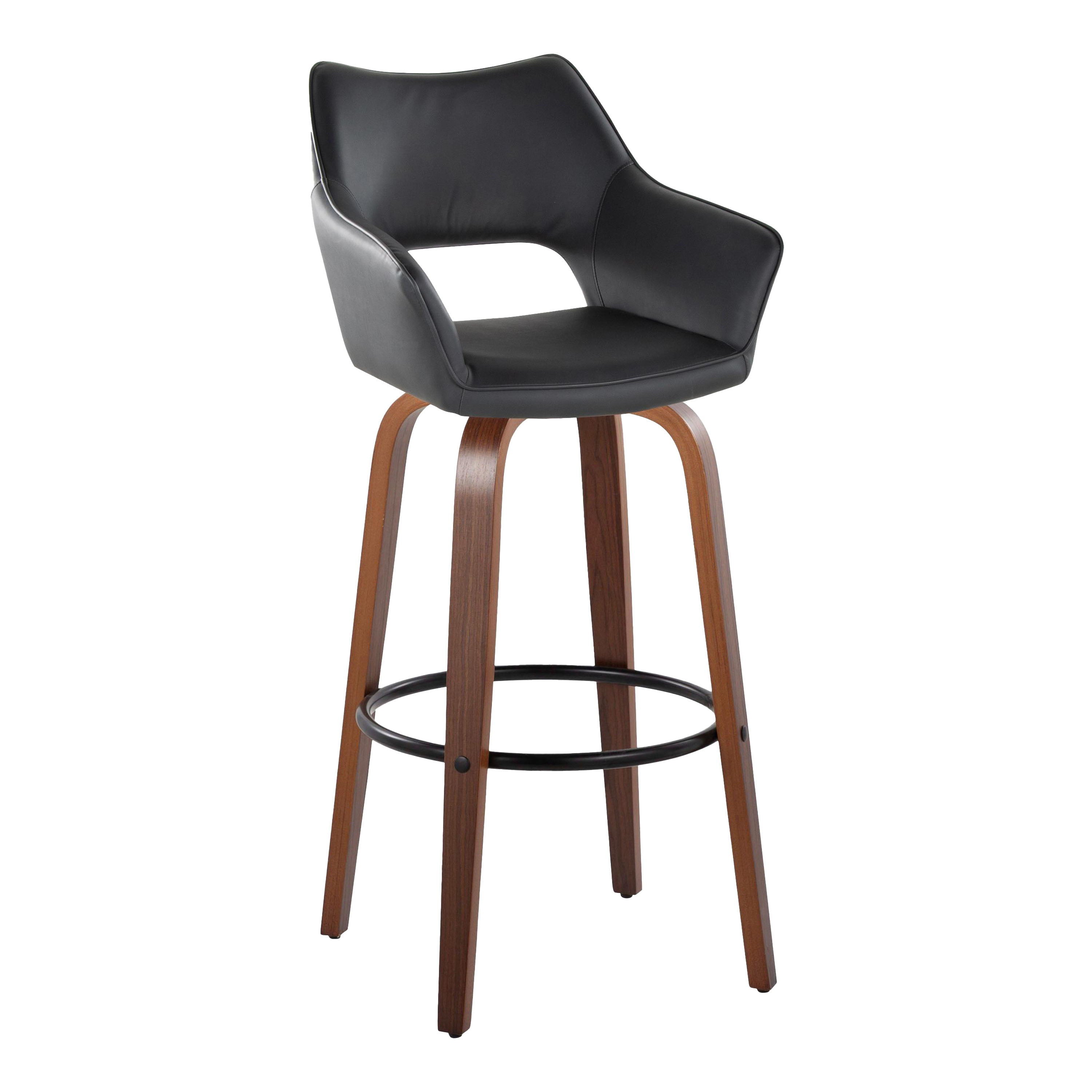 Mustang - Contemporary Fixed Height Barstool With Swivel & Round Footrest (Set of 2)