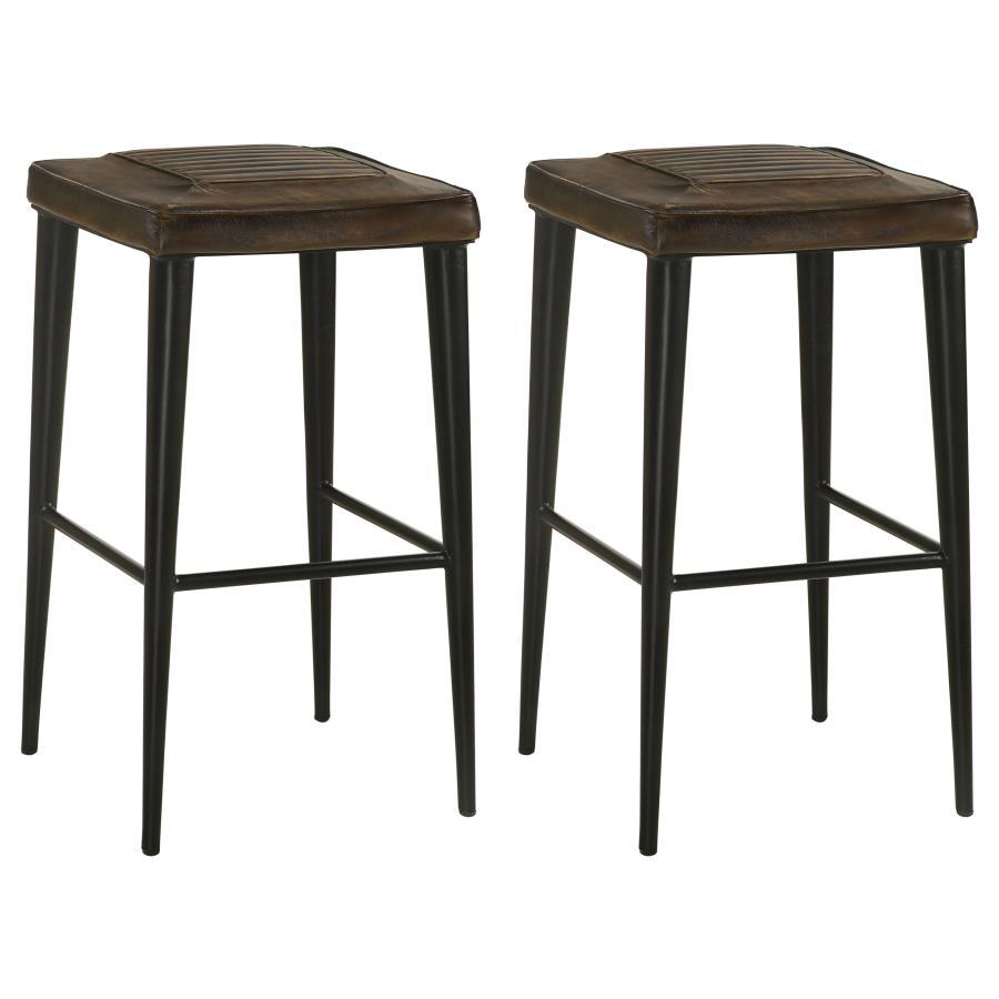 Alvaro - Leather Upholstered Backless Bar Stool (Set of 2)