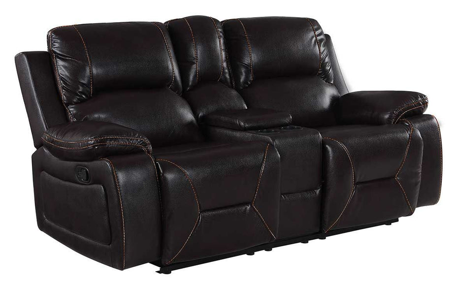 Love Seat Faux Leather Manual Reclining With Storage - Brown