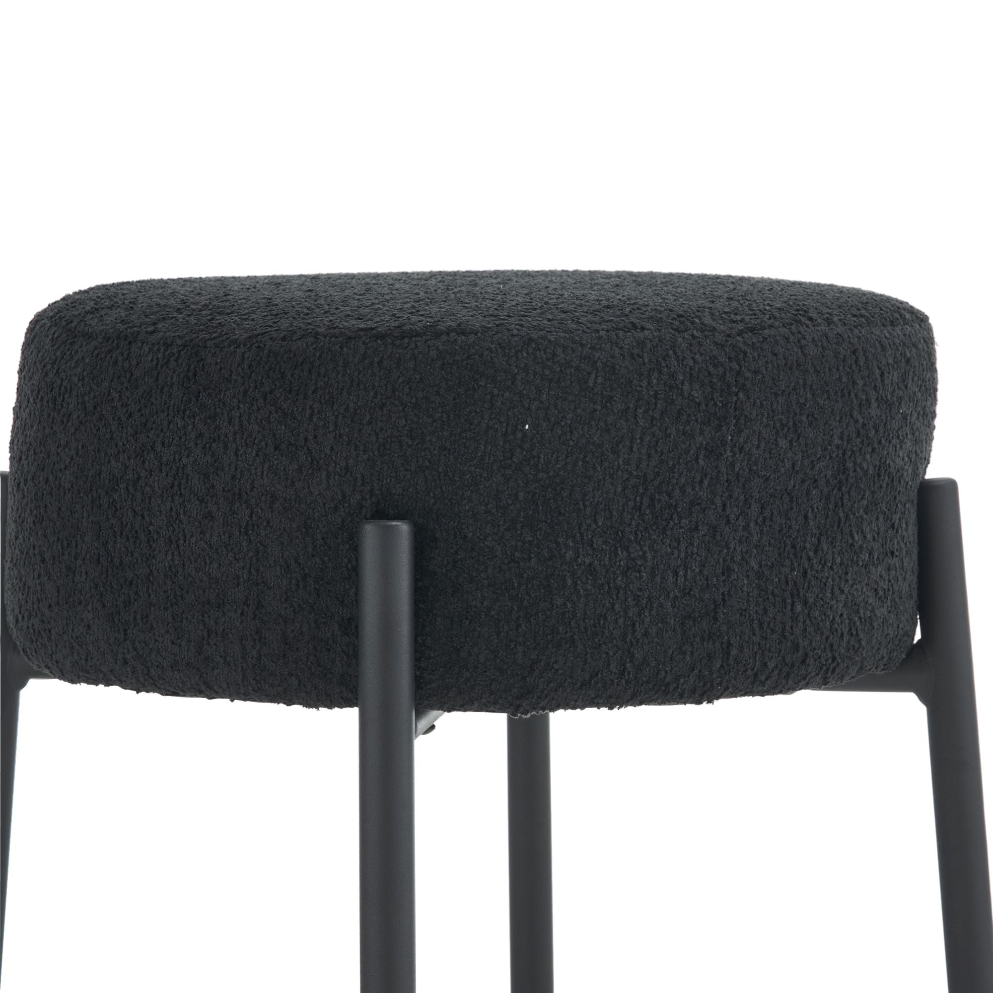 Round Bar Stools (Set of 2), Contemporary Upholstered Dining Stools For Kitchens, Coffee Shops And Bar Stores