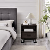 Contemporary 1 Drawer Nightstand - Charcoal by Walker Edison | Bel Furniture