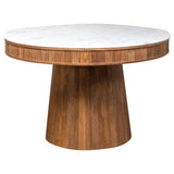 Ortega - Round Marble Top Wood Dining Table - Natural by CoasterElevations | Bel Furniture